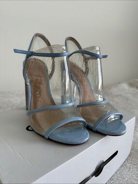 Aldo Light Blue Clear-Strap High Heel Sandals